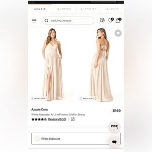 Azazie Size A8 White Alabaster Bridesmaid Maxi Dress